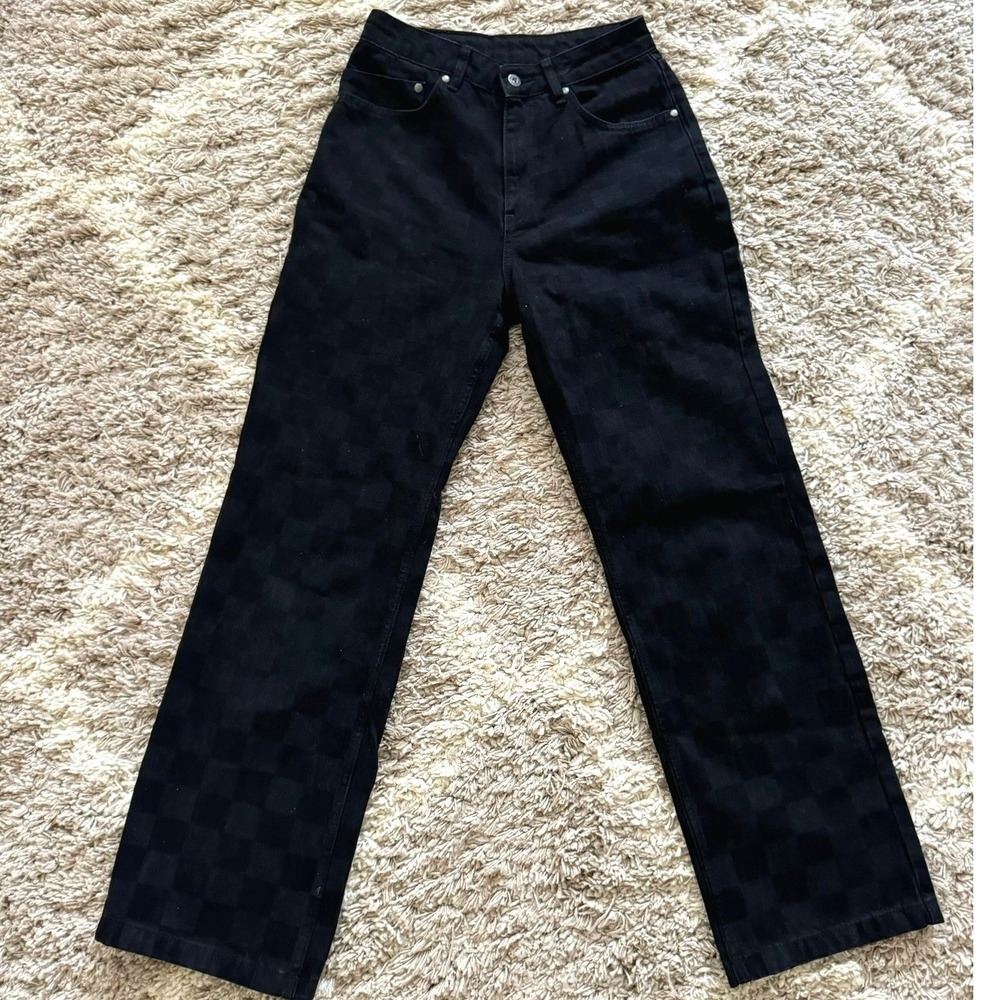 The Ragged Priest Black Checkerboard High Waisted Straight Leg Denim Jeans - Picture 4 of 9